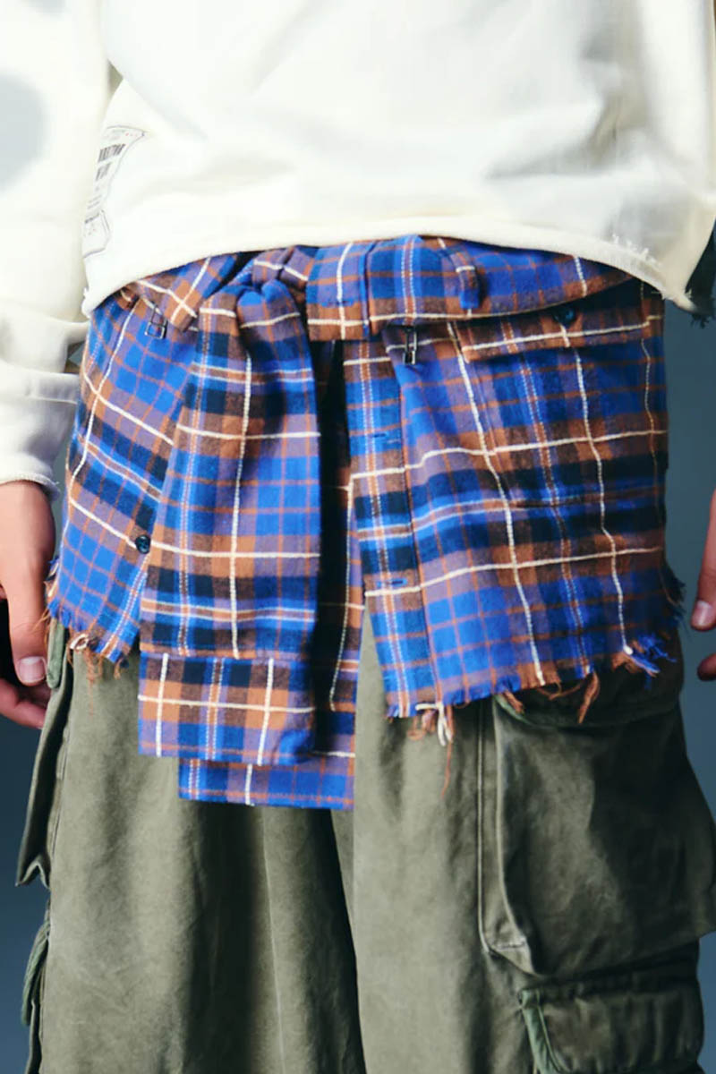 【予約商品】glamb(グラム) Check Shirt Bag / チェックシャツバッグ - Blue