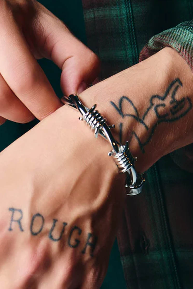 【予約商品】glamb(グラム) Barbed Wire Half Bangle / バーブドワイアーハーフバングル - Silver