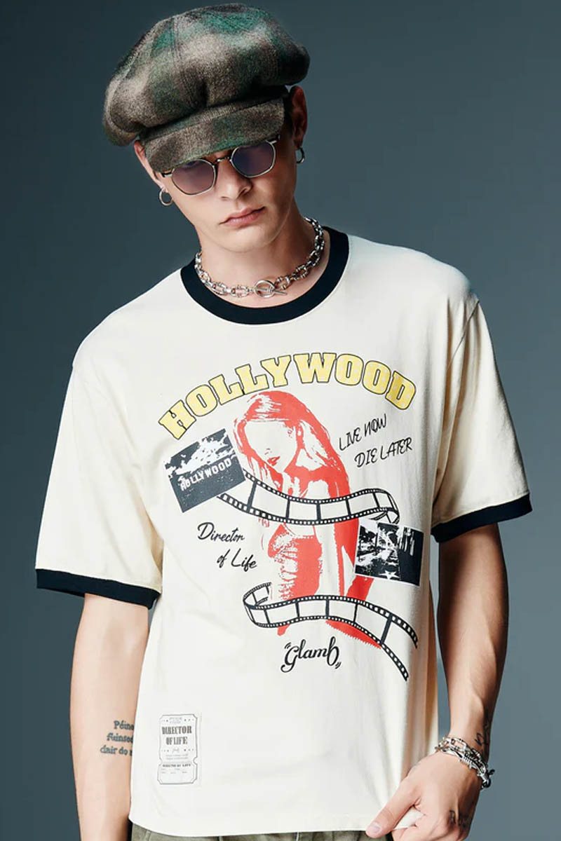 【予約商品】glamb(グラム) Silver Screen Girl T-Shirt / シルバースクリーンガールTシャツ - White