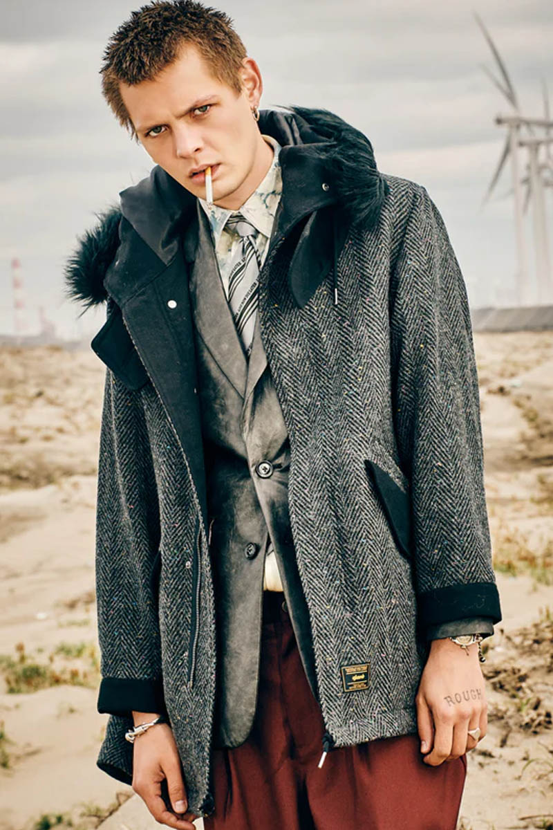 【予約商品】glamb(グラム) High Neck Mods Coat / ハイネックモッズコート - Gray
