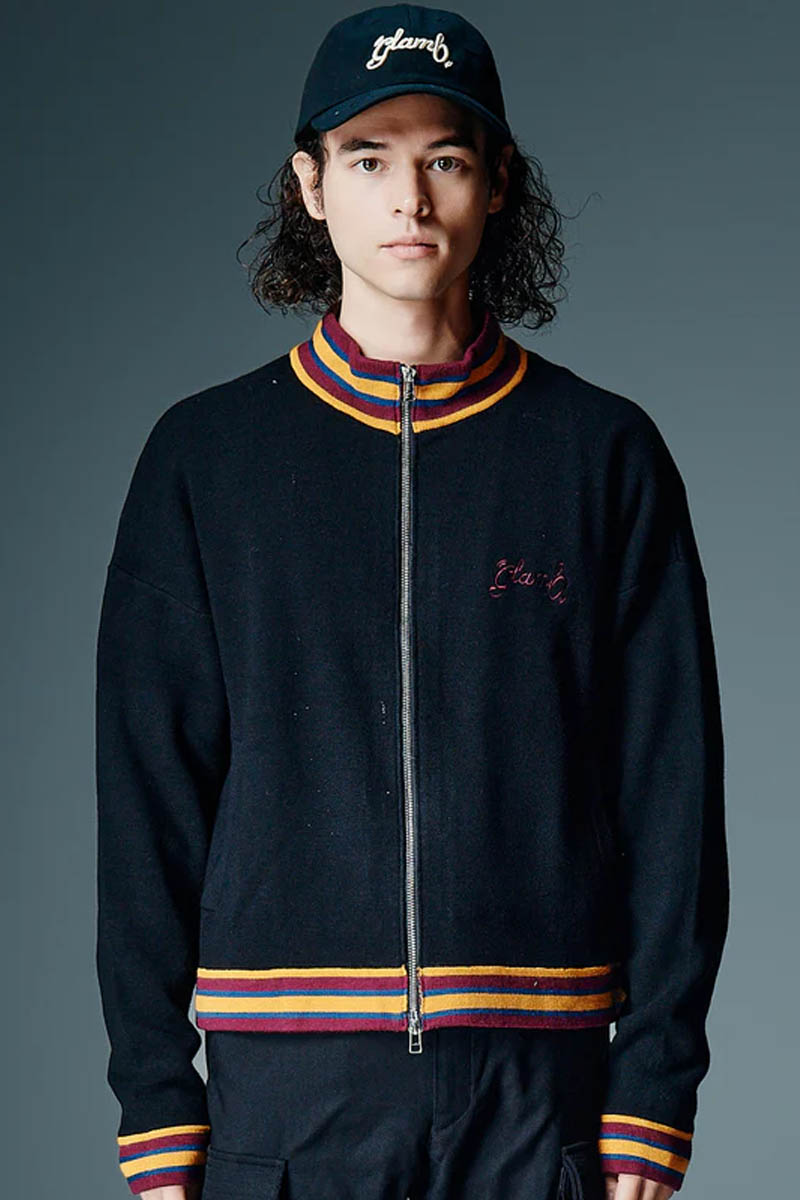 【予約商品】glamb(グラム) Knit Jersey Blouson / ニットジャージブルゾン - Black