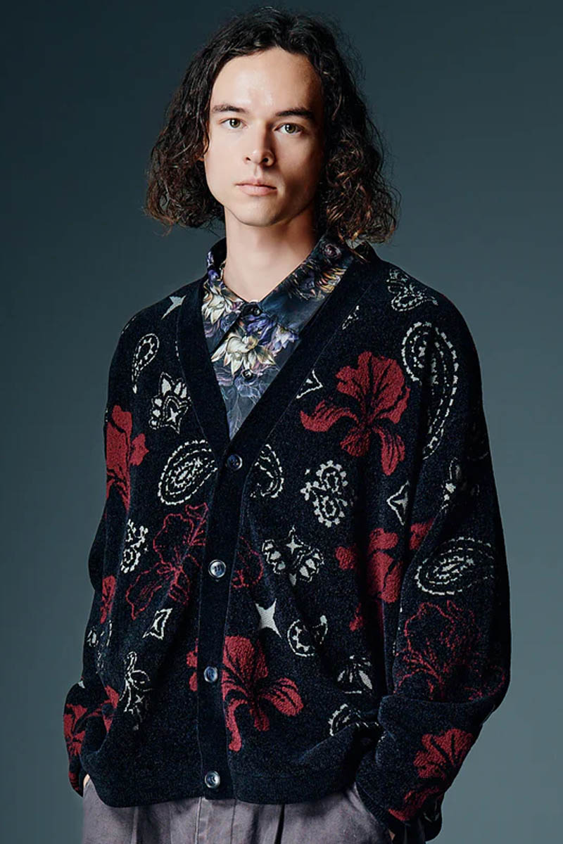 【予約商品】glamb(グラム) Flower Paisley Cardigan / フラワーペイズリーカーディガン - Black