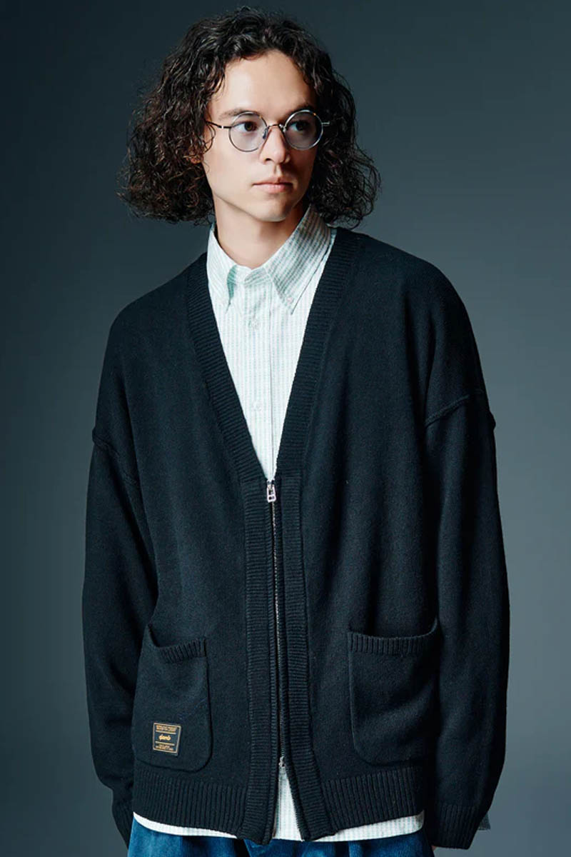 【予約商品】glamb(グラム) Zip Knit Cardigan / ジップニットカーディガン - Black