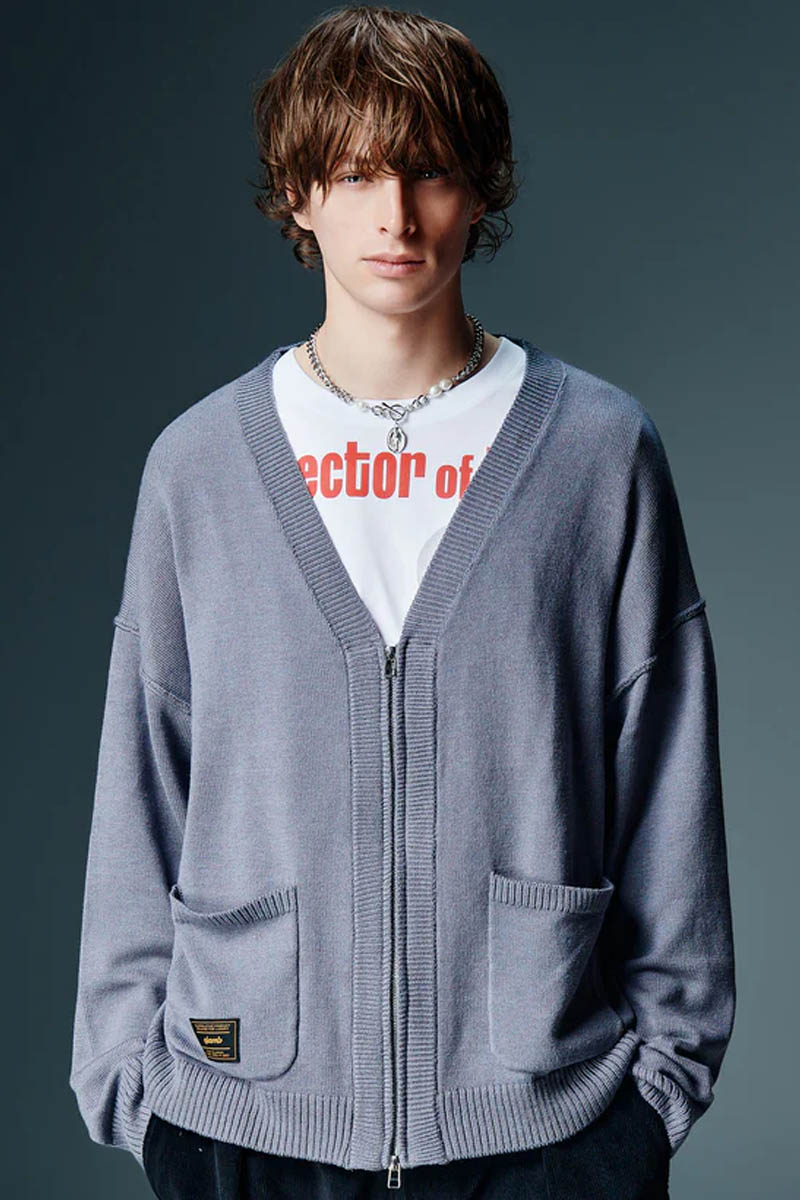 【予約商品】glamb(グラム) Zip Knit Cardigan / ジップニットカーディガン - Gray