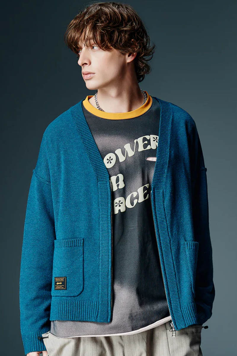 【予約商品】glamb(グラム) Zip Knit Cardigan / ジップニットカーディガン - Blue