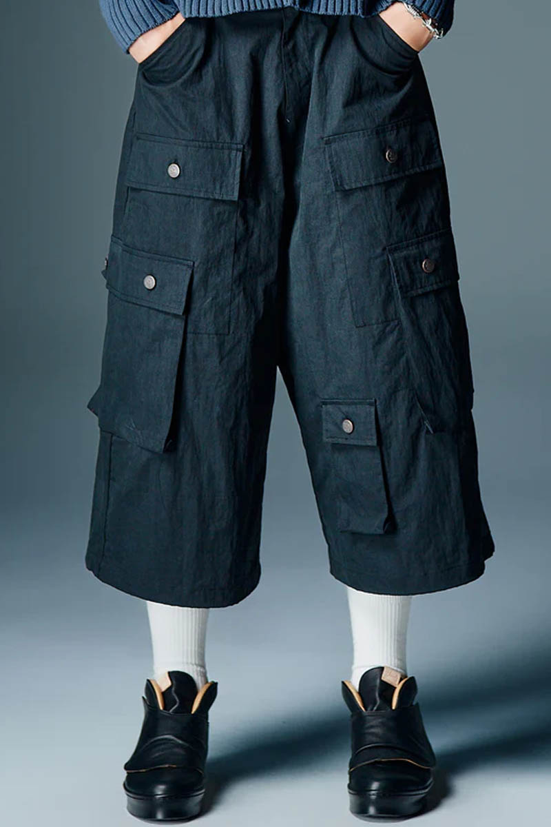 【予約商品】glamb(グラム) Asymmetry Cropped Cargo Pants / アシンメトリークロップドカーゴパンツ - Black