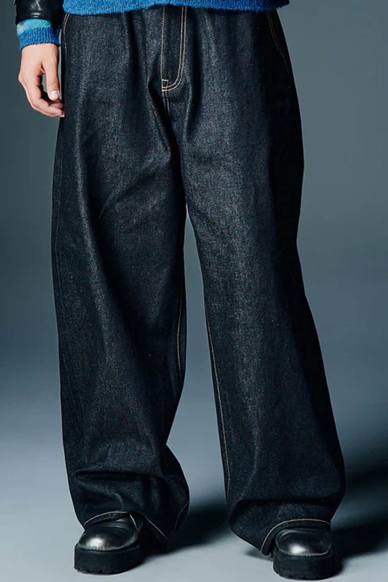 【予約商品】glamb(グラム) Roll Up Baggy Denim / ロールアップバギーデニム - Black