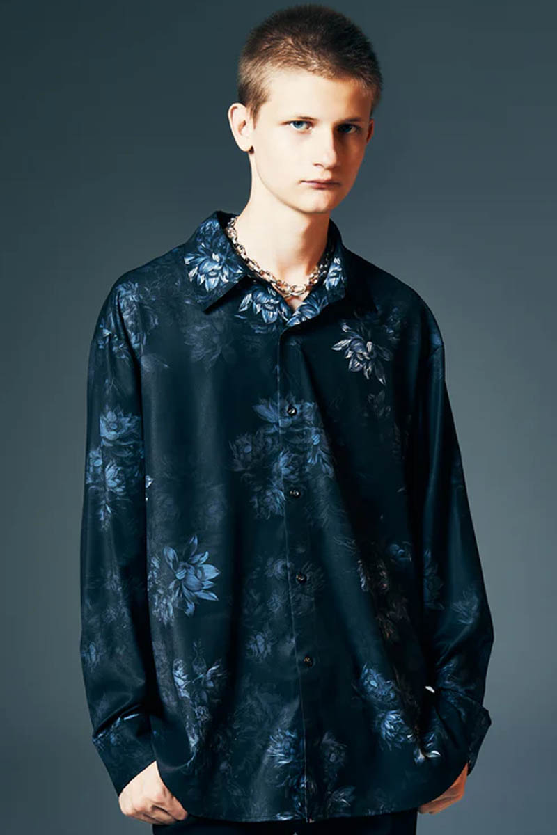 【予約商品】glamb(グラム) Nightfall Flower Shirt / ナイトフォールフラワーシャツ - Black