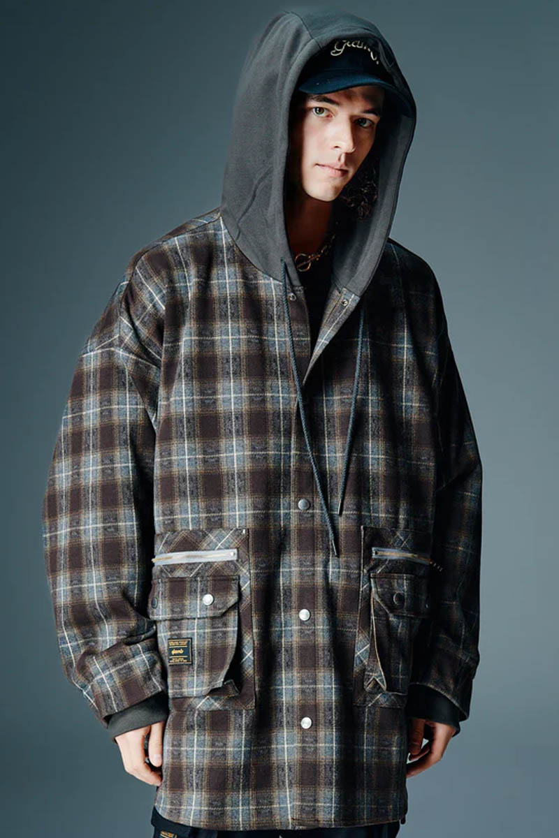 【予約商品】glamb(グラム) 4XL Hoodie Shirt / 4XLフーディーシャツ - Brown