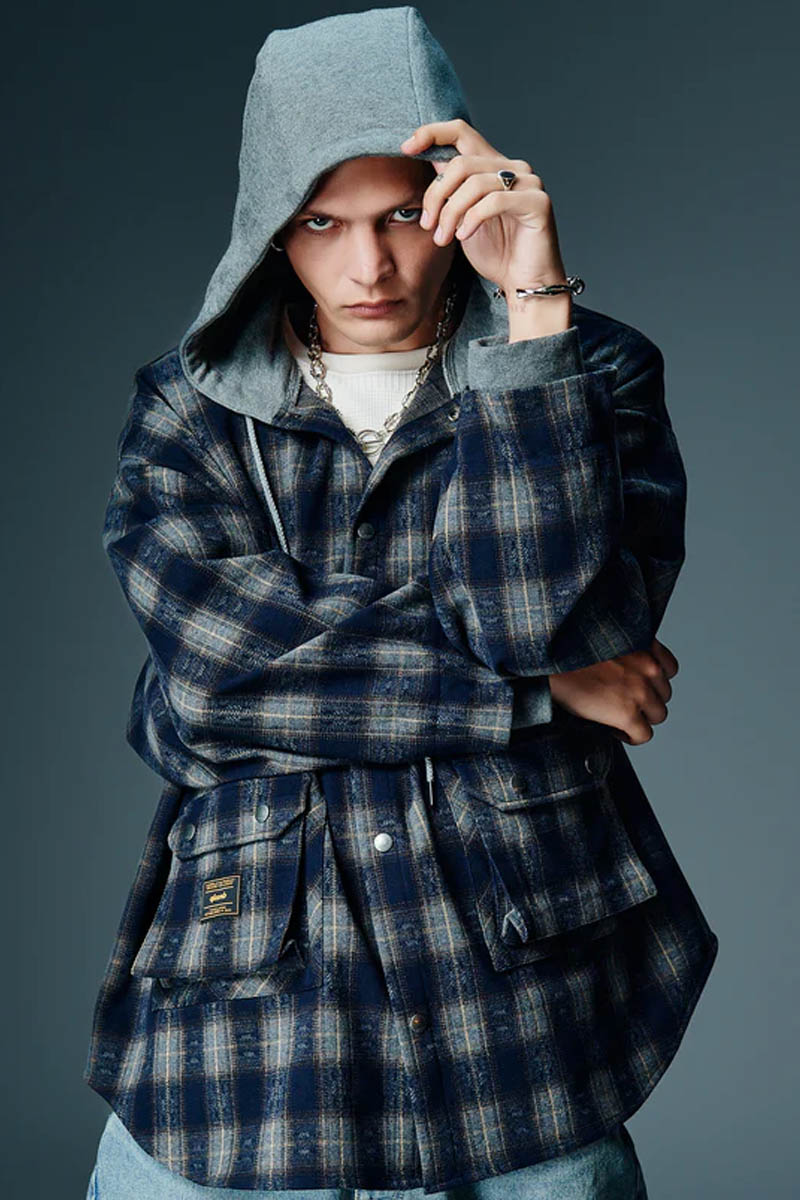 【予約商品】glamb(グラム) 4XL Hoodie Shirt / 4XLフーディーシャツ - Navy