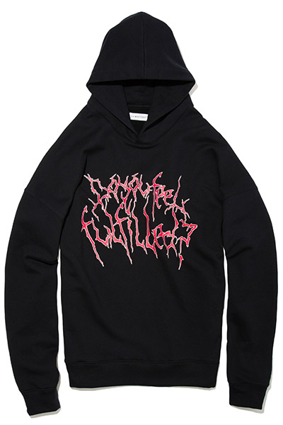 LILWHITE(dot) (リルホワイトドット) -VAIN- EXTRA OVERSZED HOODIE BLACK/RED