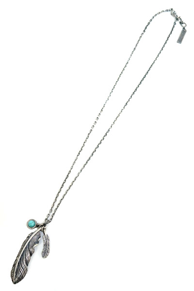 Zephyren (ゼファレン) METAL NECKLACE -FEATHER- ANTIQUE SILVER / TURQUOISE