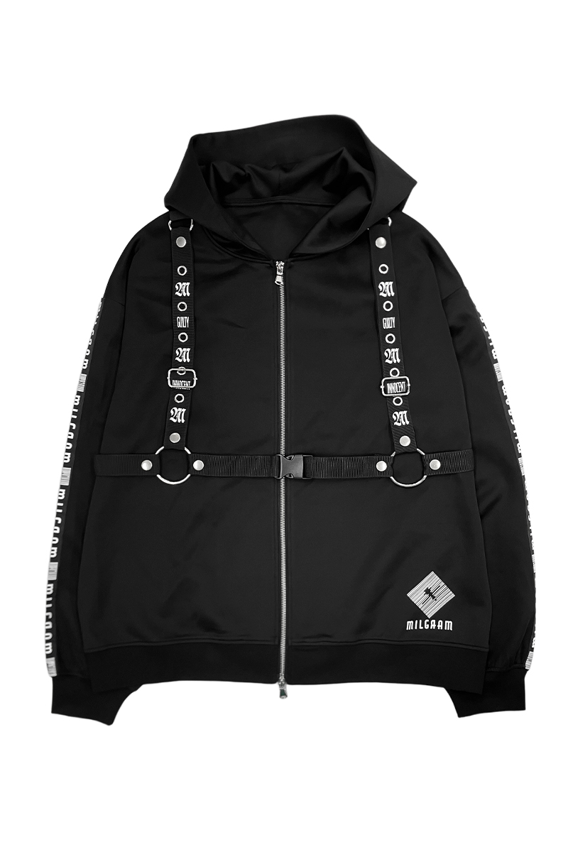 【予約商品】MILGRAM×ゲキクロ コラボ着脱式ハーネス付パーカー-Black