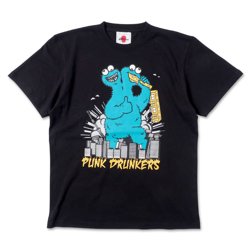 PUNK DRUNKERS REAL MONSTER.TEE BLACK