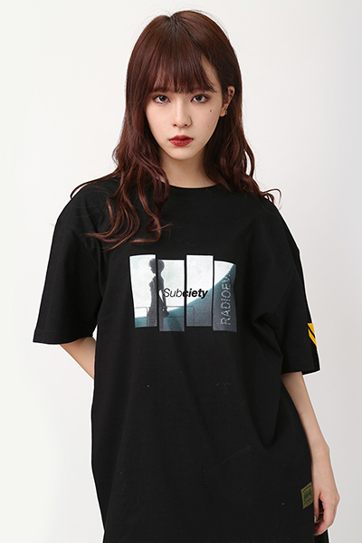 【Subciety x RADIO EVA】 DAMEGED RATIO S/S BLACK/BLUE