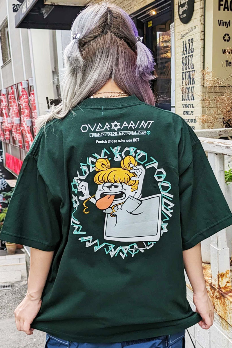 over print (オーバープリント) FUCK BOT Tee dark green