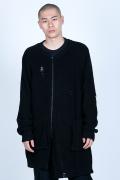 VIRGO ATS DAMAGE KNIT ZIP CARDIGAN BLACK