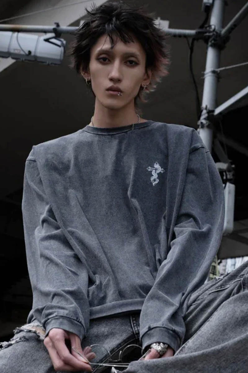 gibous (ギボス) powder snake cross long T shirt
