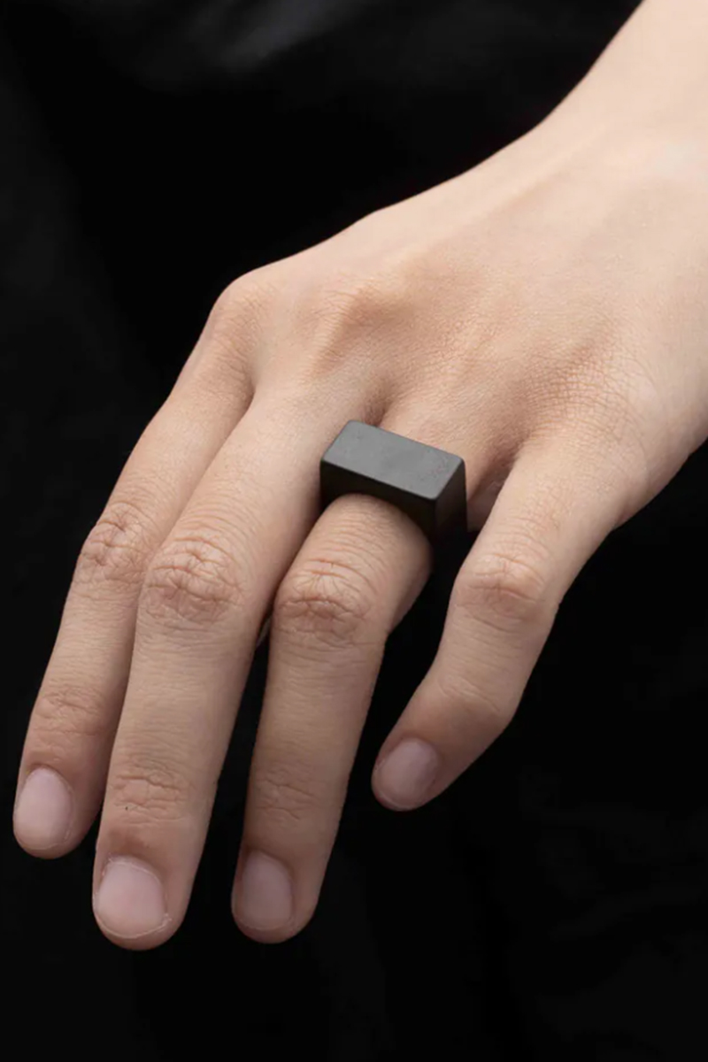 RECOVERY(リカバリー) basic rectangular flat ring - Matte Black