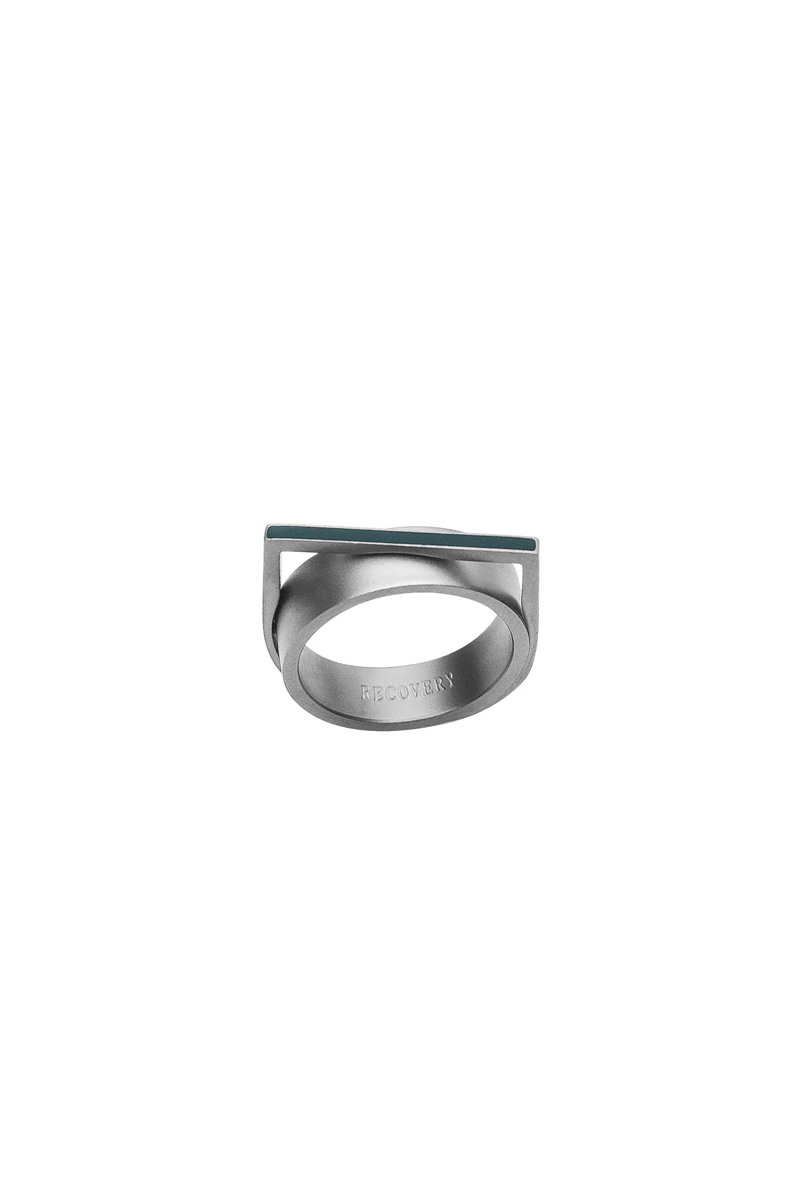 RECOVERY(リカバリー) Square Structure Ring - Misty Silver Green