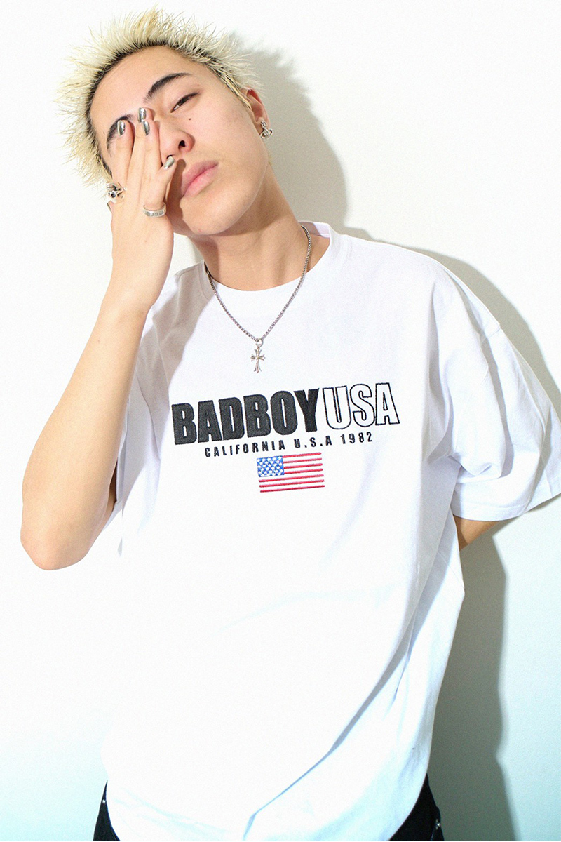 BAD BOY (バッドボーイ) U.S.A LOGO EMBROIDERY TEE WHITE