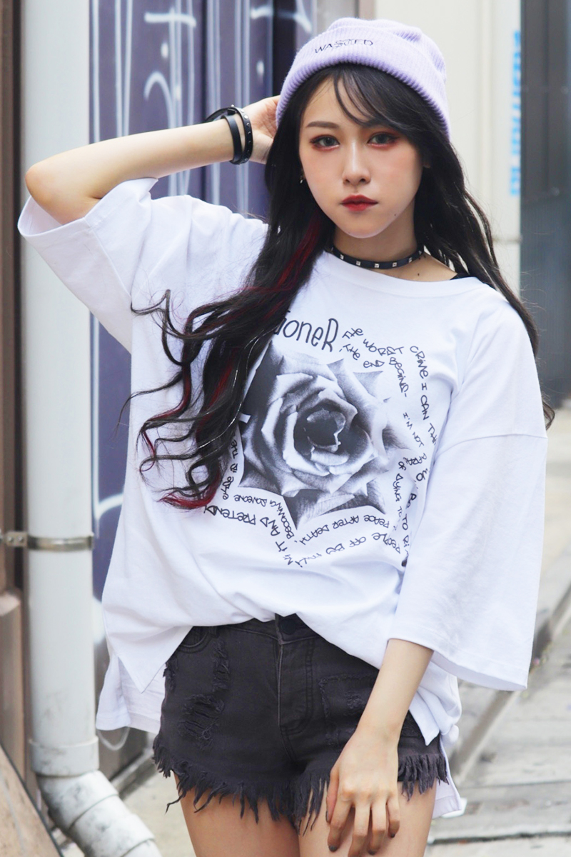 GoneR GR29CT003 Rose Messege T-Shirts White