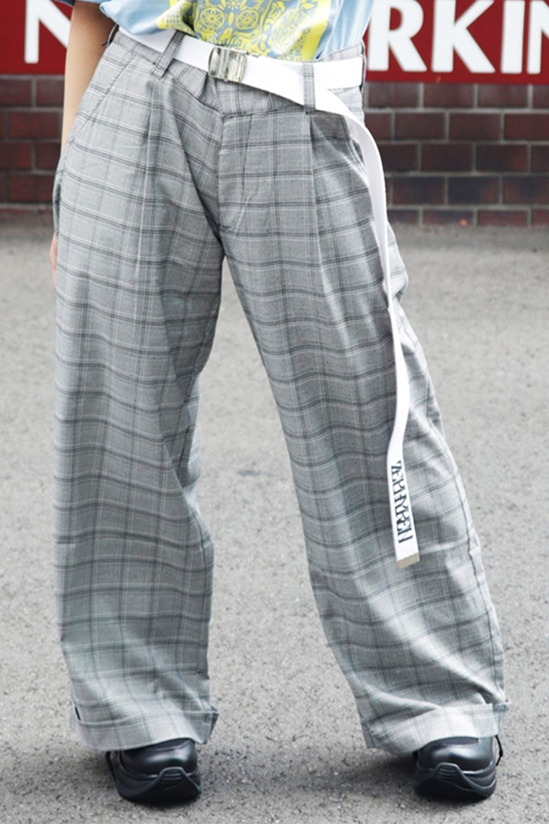 SILLENT FROM ME LAWYER -Wide Slacks- GRAY CHECK