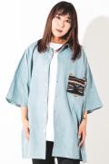 ANIMALIA AN21U-SH02 BIG DOLMAN SHIRTS - Dungaree BLUE