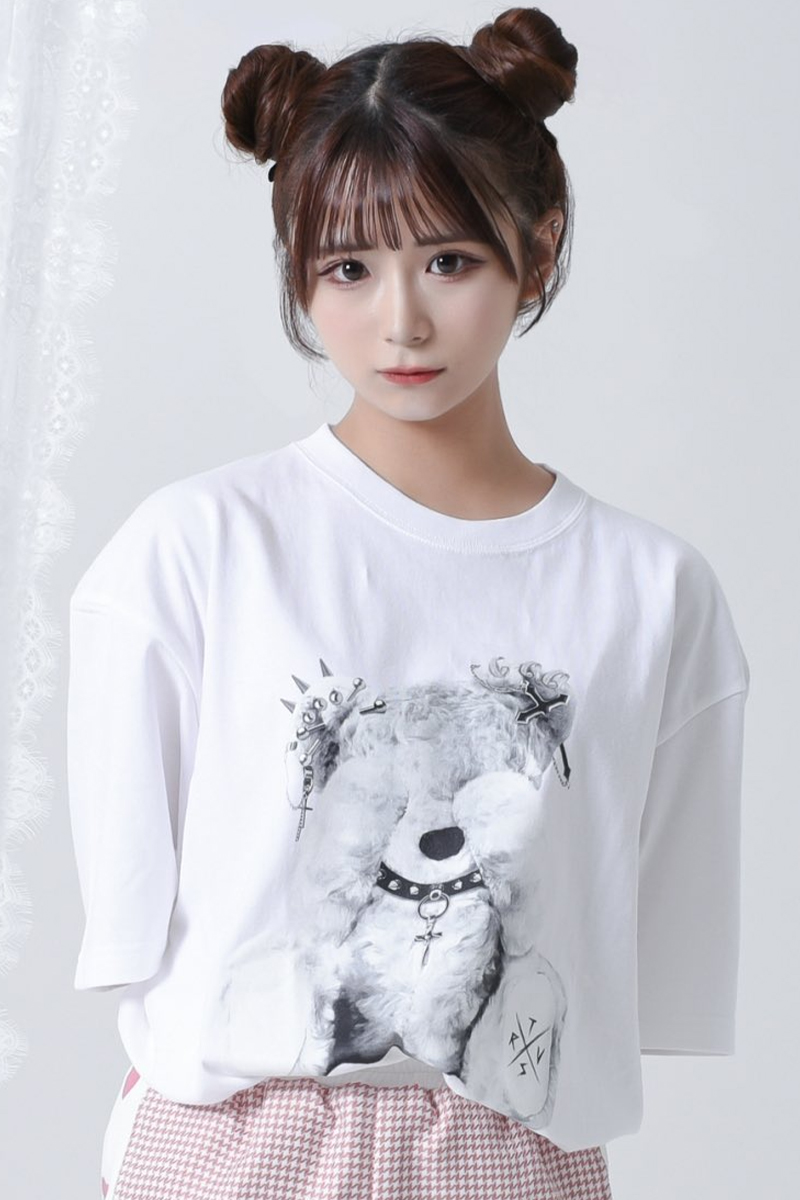TRAVAS TOKYO (トラバス トーキョー) パンククマTシャツ White