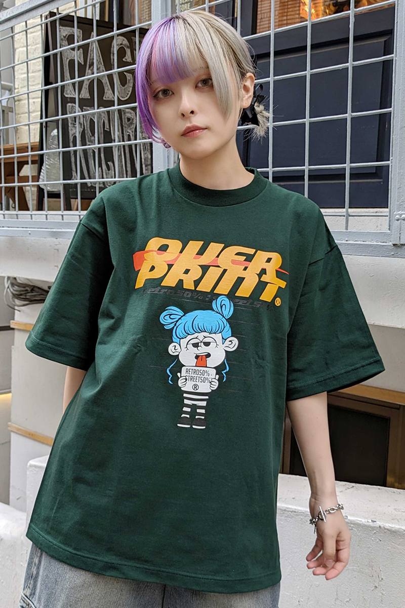over print (オーバープリント) prizon Tee dark green