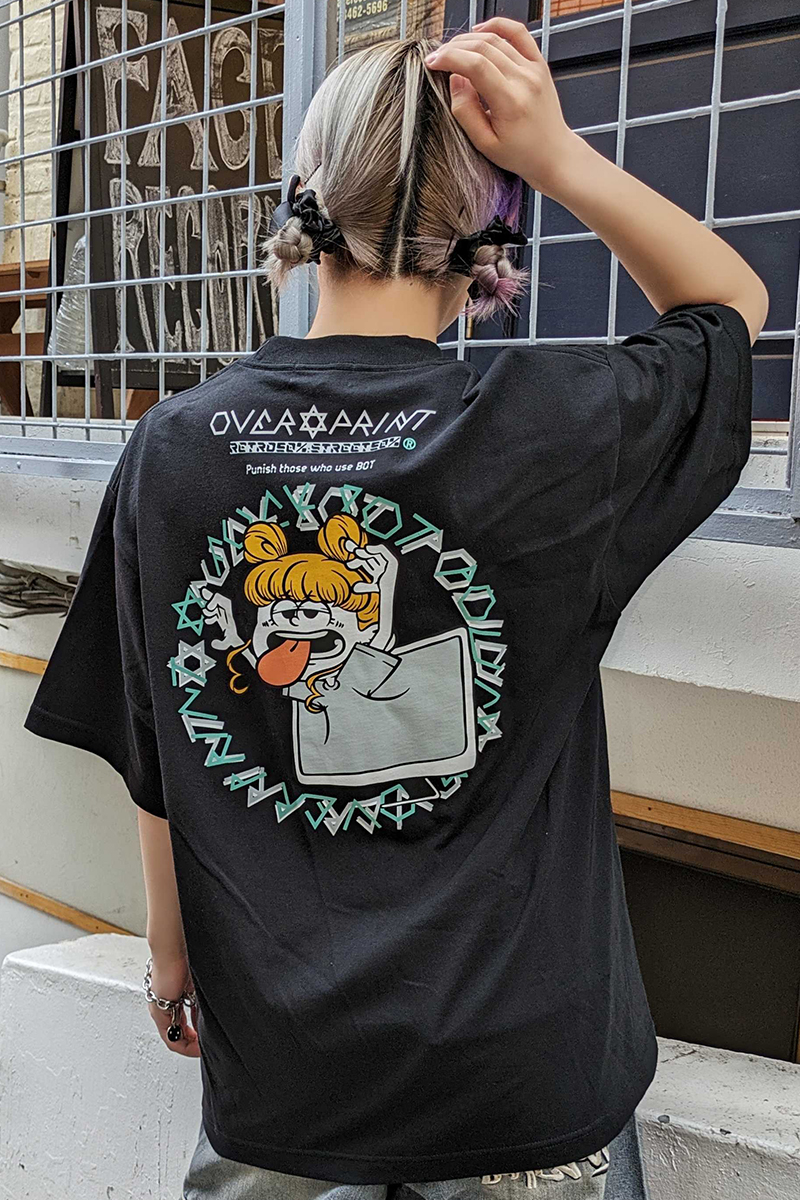 over print (オーバープリント) FUCK BOT Tee black