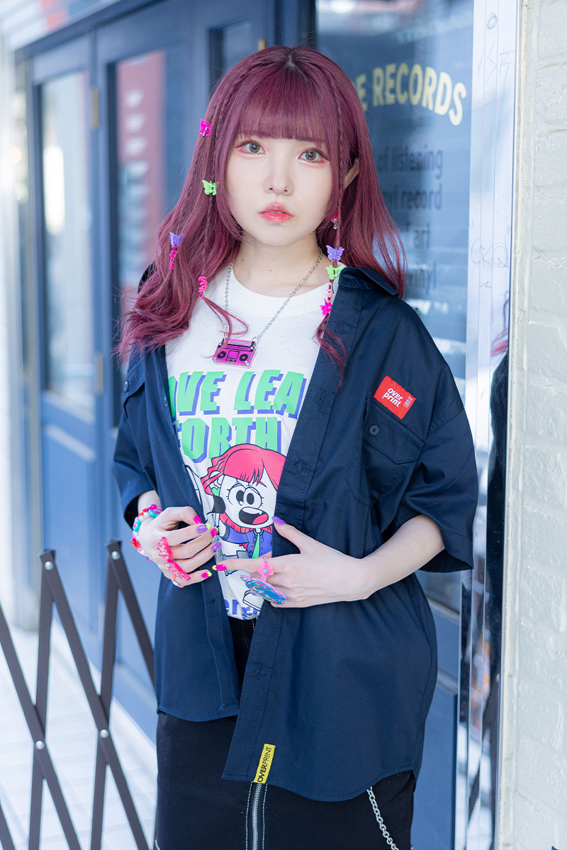 【予約商品】峯田茉優×over print×GEKIROCK CLOTHINGコラボ・シャツ - Navy