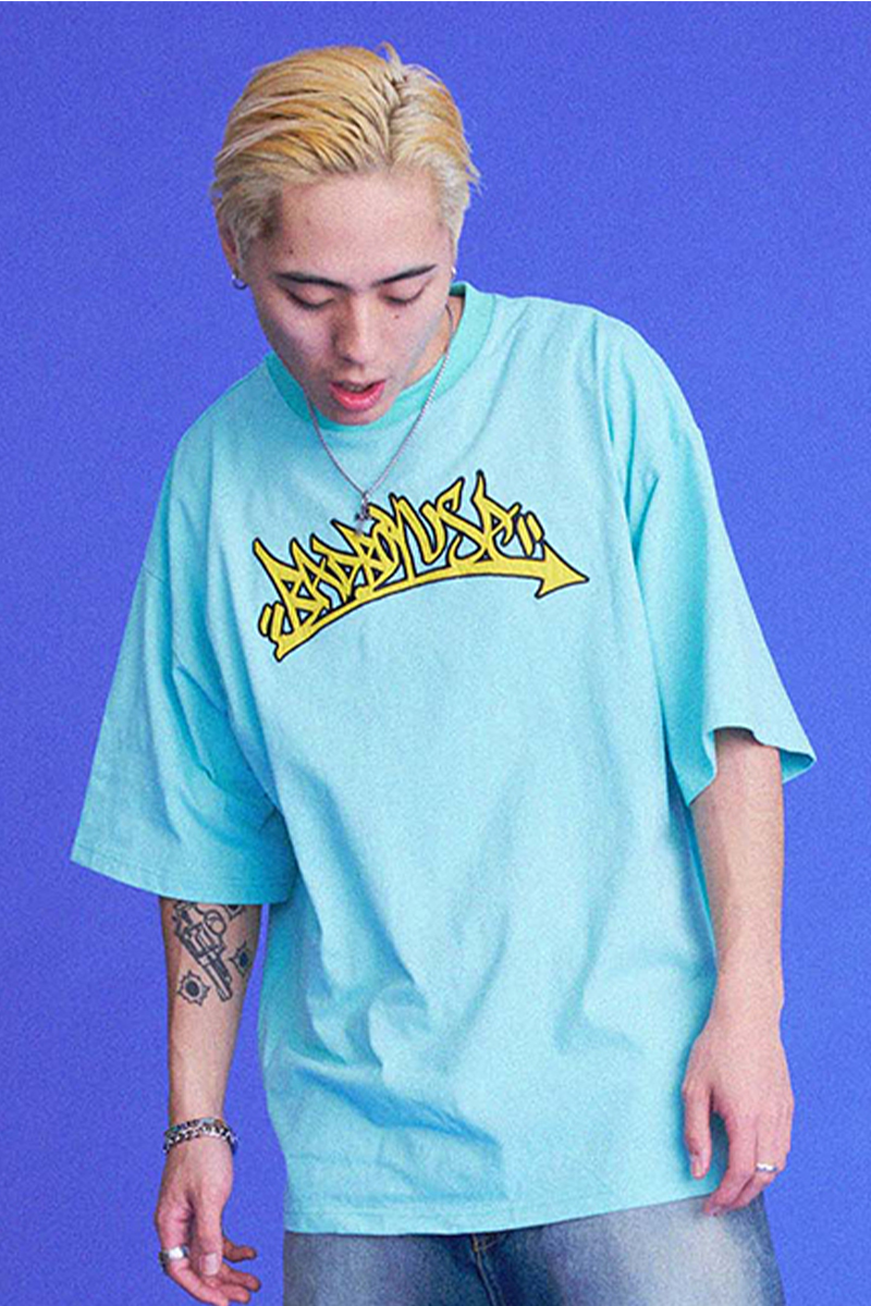 BAD BOY (バッドボーイ)　RAKUGAKI LOGO WAPPEN TEE BLUE