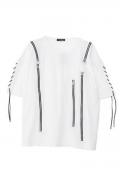 CIVARIZE【シヴァーライズ】レースアップZIPデザインビッグTシャツ WHITE