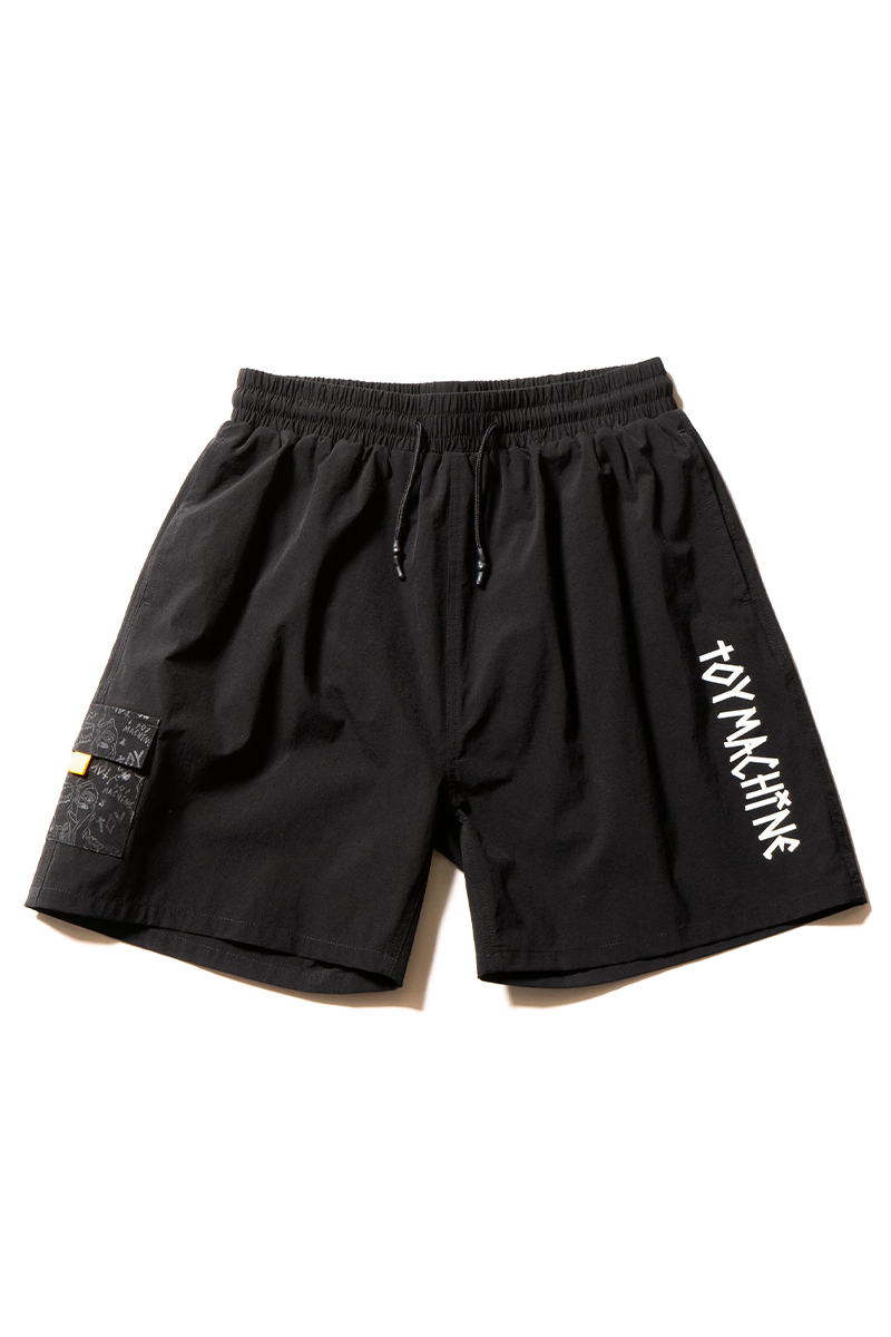 TOY MACHINE (トイマシーン) STRETCH NYLON POCKET SHORT PANTS BLACK