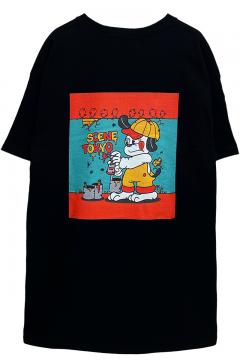 chuLa × scene tokyo コラボ・Tシャツ BLACK プリントYELLOW
