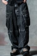 glamb(グラム) Chemical Cargo Denim / ケミカルカーゴデニム Black