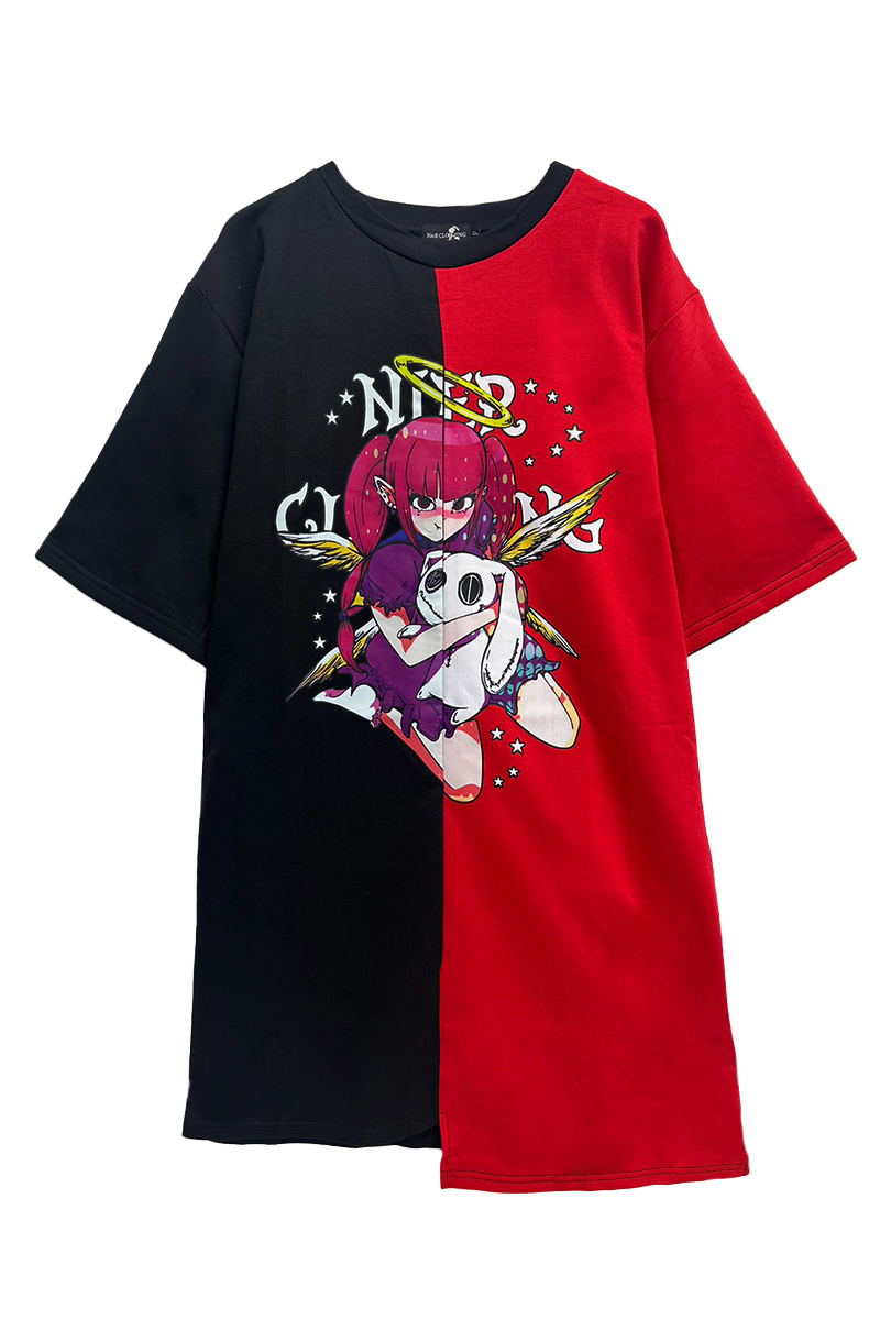 NieR (ニーア) HALF SLEEVE CUTSEW BLACKxRED