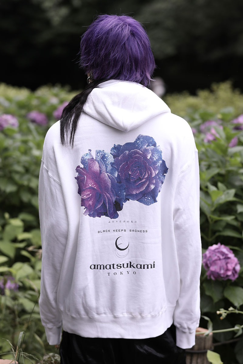 アマツカミ 雨薔薇／Rainrose Hoodie WHITE