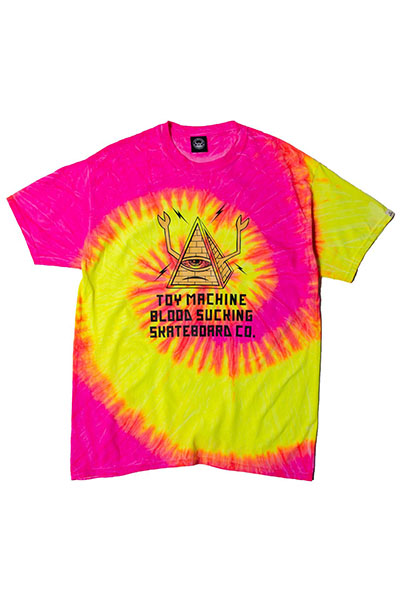 TOY MACHINE TMS19ST27 PYLAMID SECT PRINT TIE-DYE SS TEE PINK