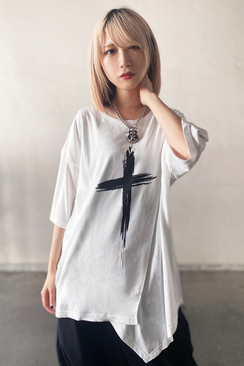 CIVARIZE【シヴァーライズ】レイヤード切り替えクロスTシャツ White