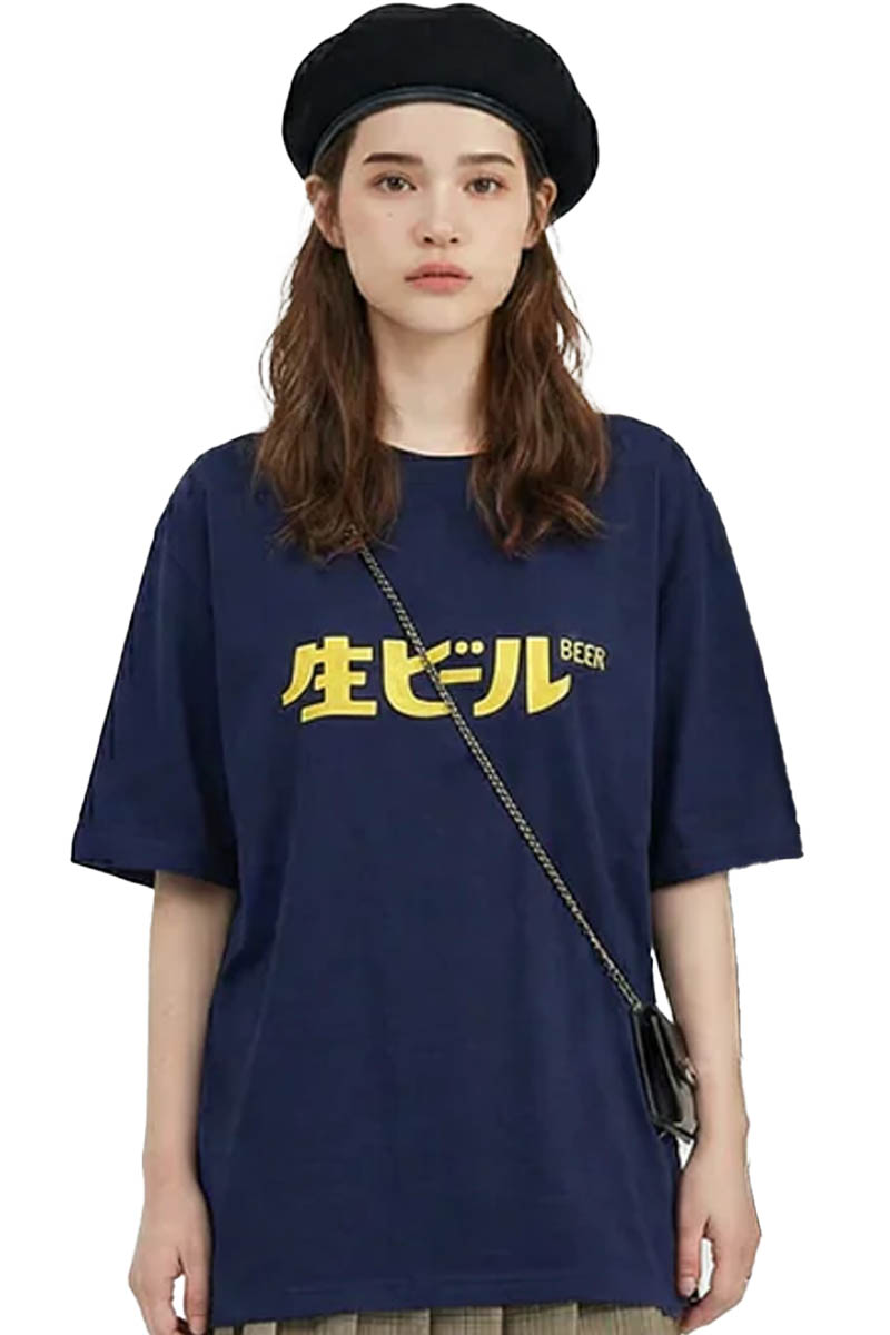One Drop(ワン・ドロップ) かねこあみ生ビールTshirt - Navy