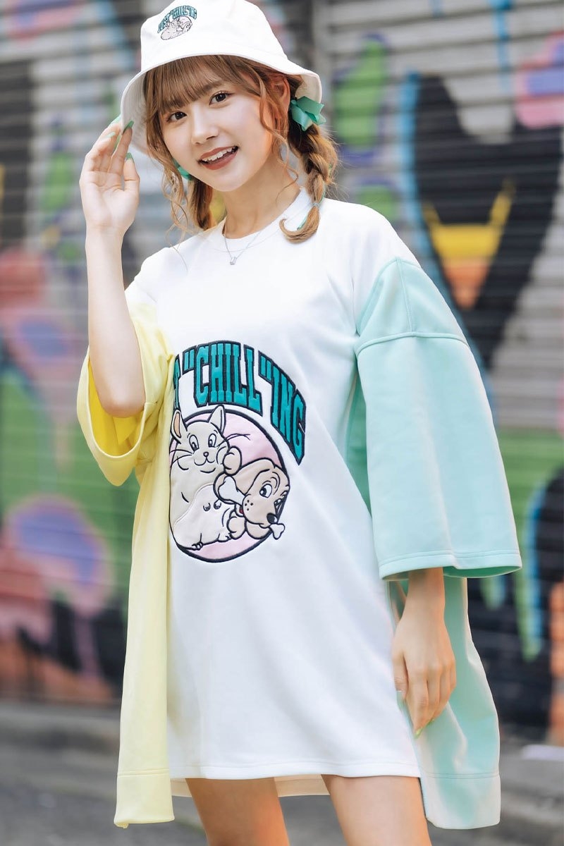 ロックファッション バンドグッズのgekirock Clothing あいにょん Galfy Gekirock Clothing Just Chill Ing Tee White