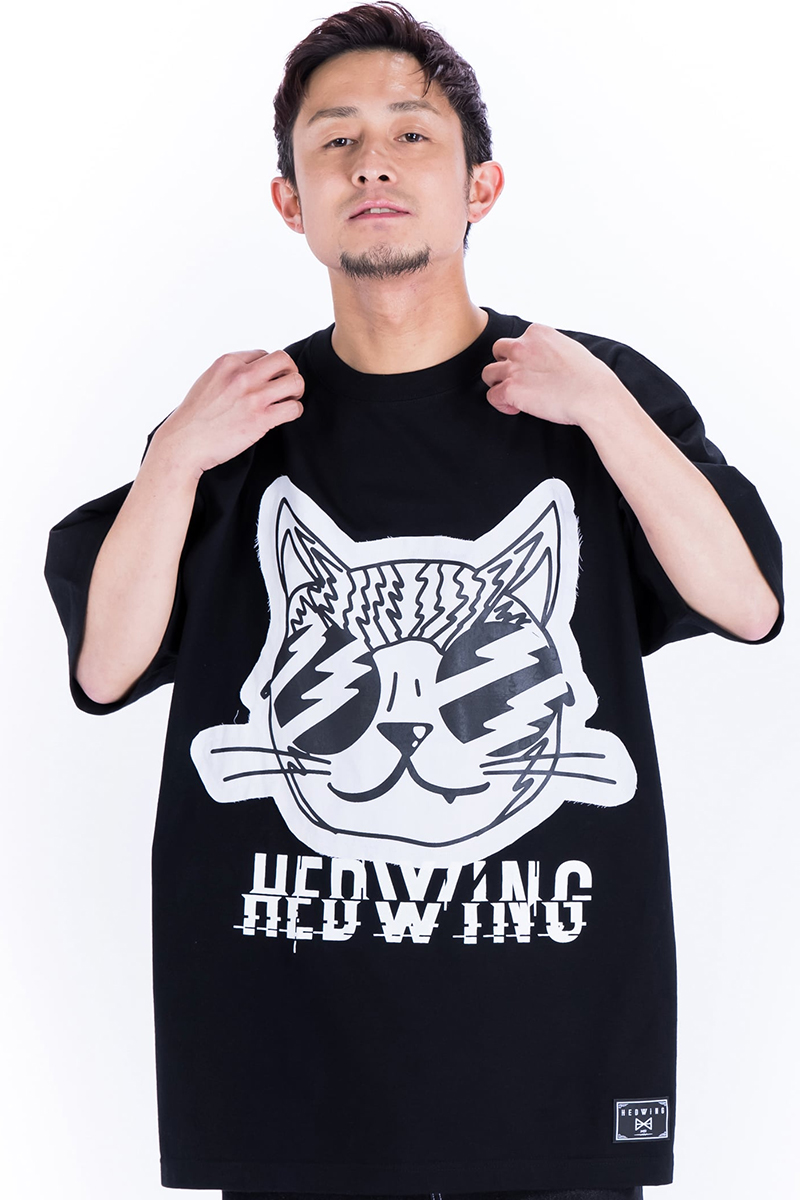 HEDWiNG (ヘドウィグ) Vacation Cat Big Silhouette T-Shirt BLACK