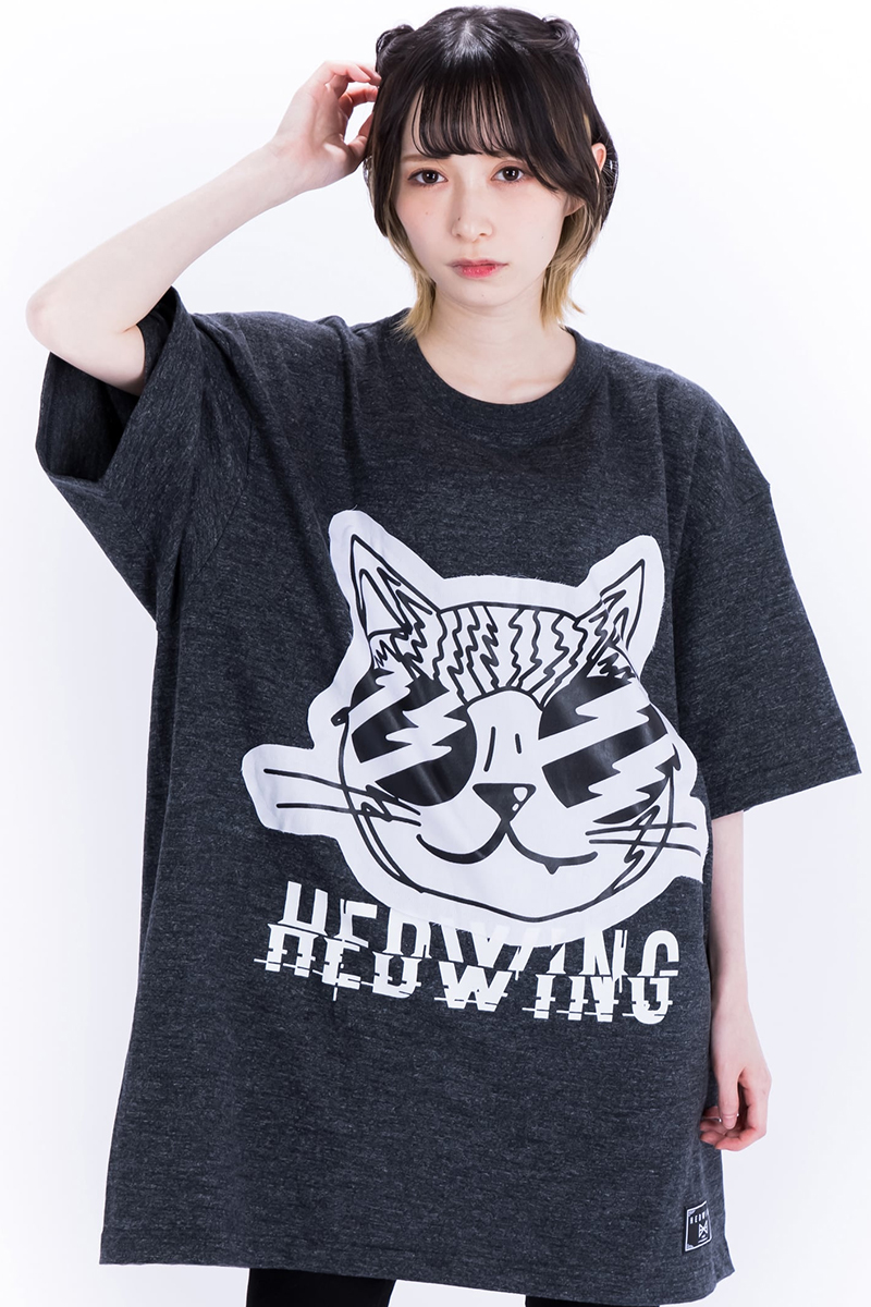 HEDWiNG (ヘドウィグ) Vacation Cat Big Silhouette T-Shirt HEATHER BLACK