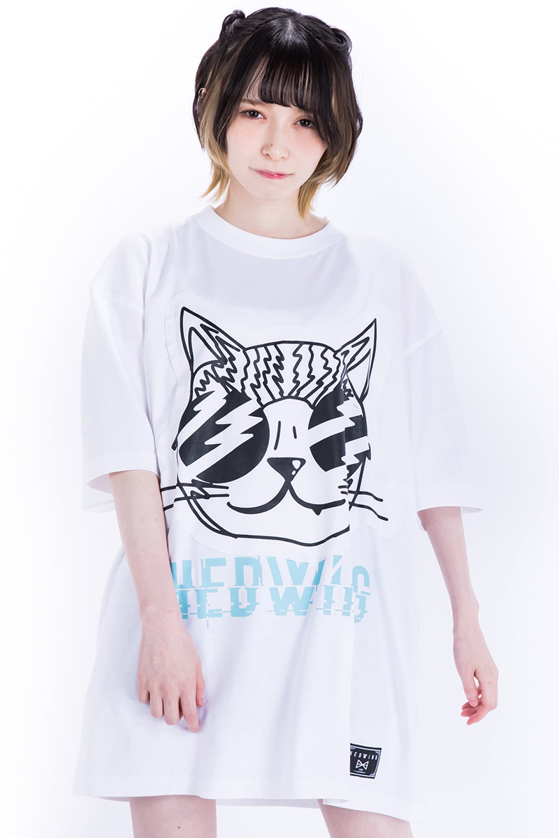 HEDWiNG (ヘドウィグ) Vacation Cat Big Silhouette T-Shirt WHITE