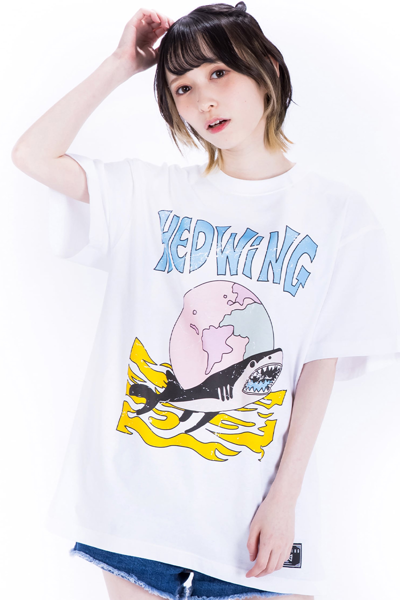HEDWiNG (ヘドウィグ) Shark Eat World T-Shirt WHITE