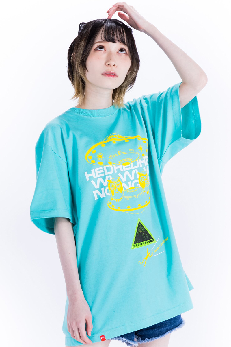 HEDWiNG (ヘドウィグ) Owl U.F.O. Pick-up T-Shirt AQUA GREEN