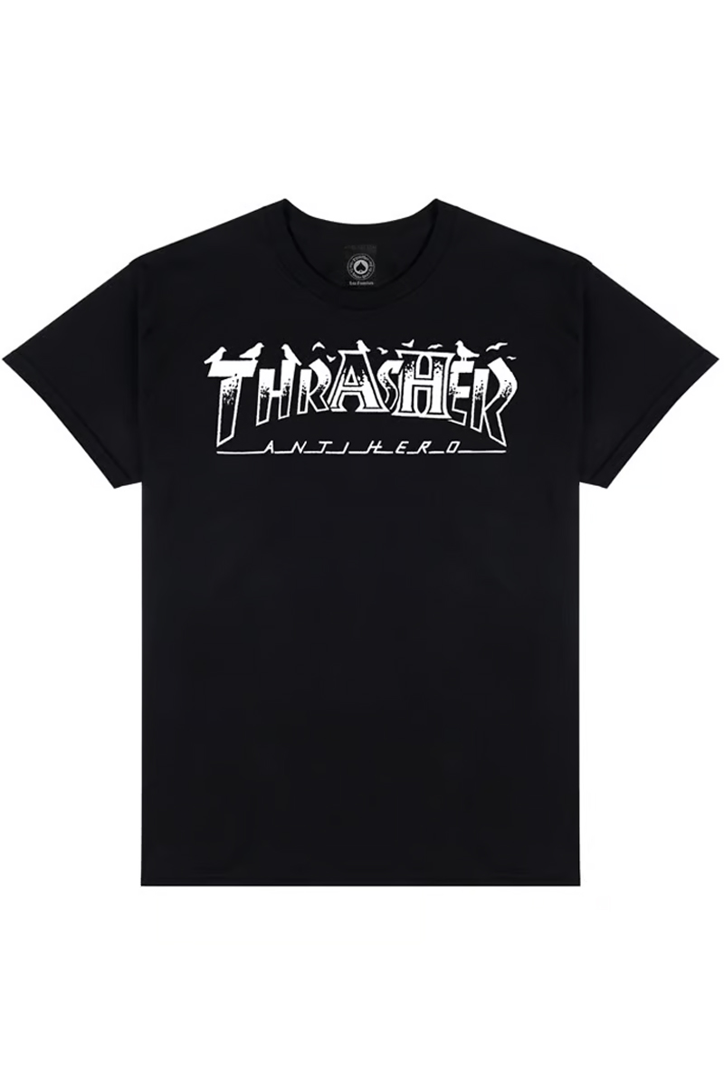 ANTIHERO×THRASHER PIGEON MAG T-SHIRT BLACK