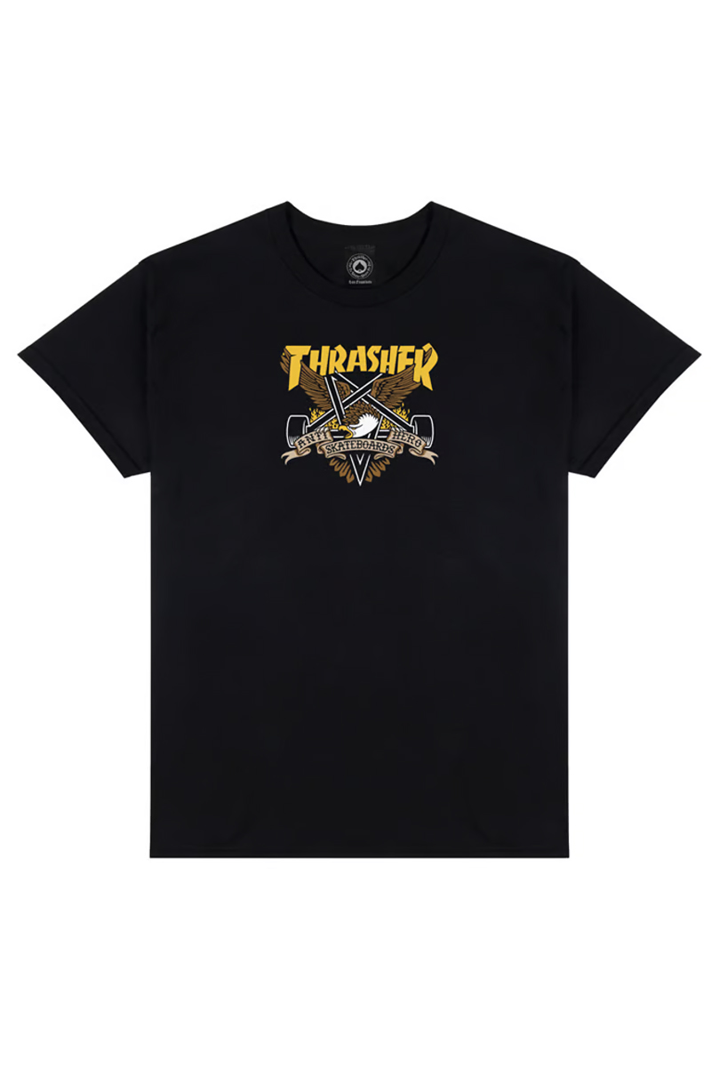 ANTIHERO×THRASHER EAGLEGRAM T-SHIRT BLACK